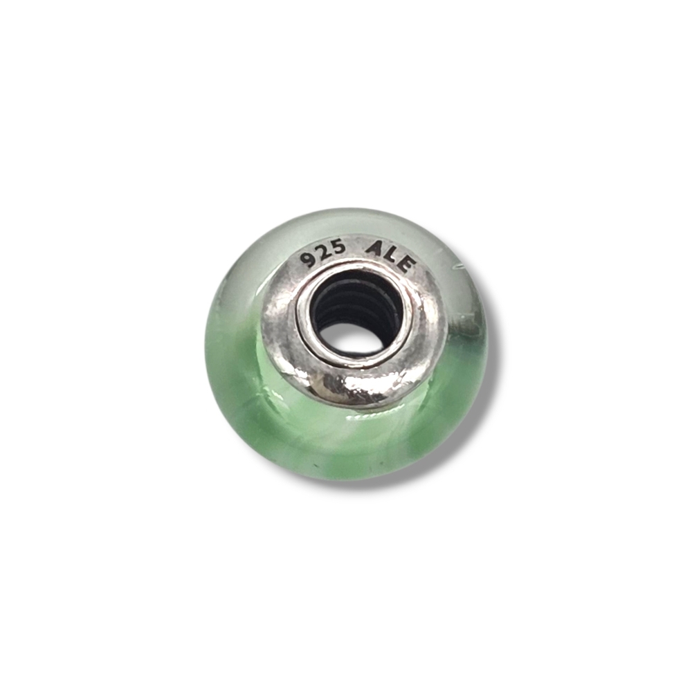 PANDORA Light Aqua/Green Candy Stripes Murano Glass Bead Charm S925 Retired - Picture 15 of 16